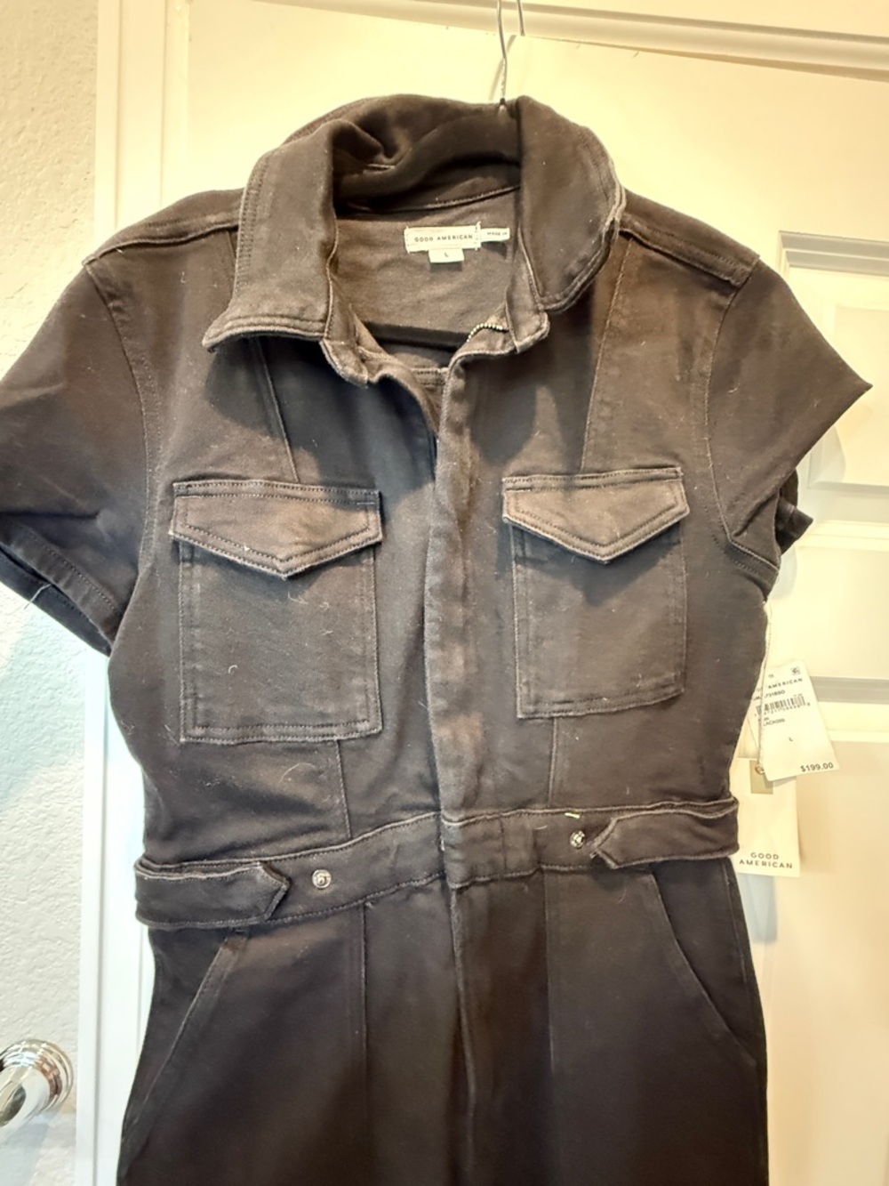 Good American Black Zip-Front Jumpsuit - Picture 6 of 9